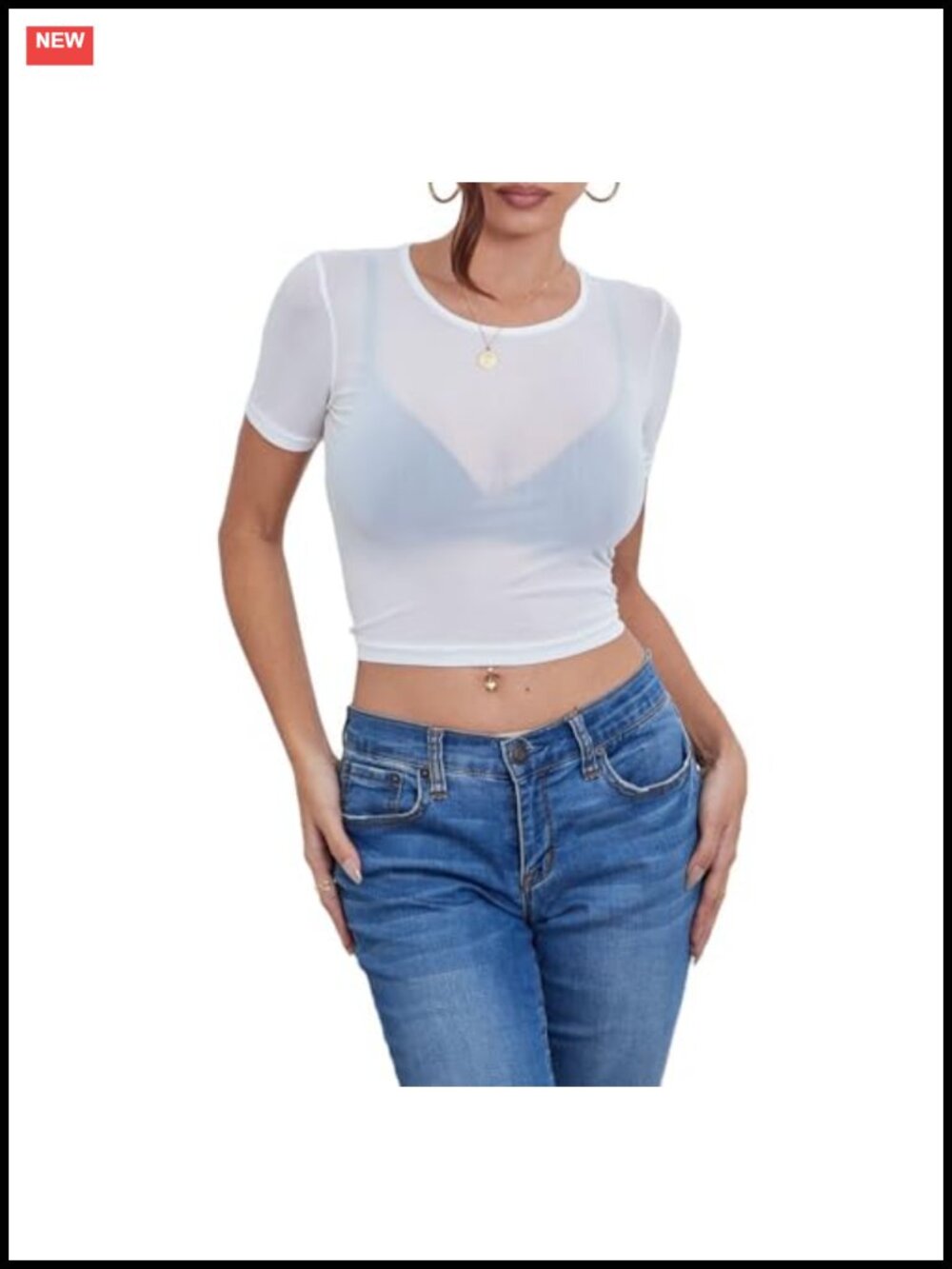 Women's Sheer Mesh Crop Top Short Sleeve Y2K Clubwear